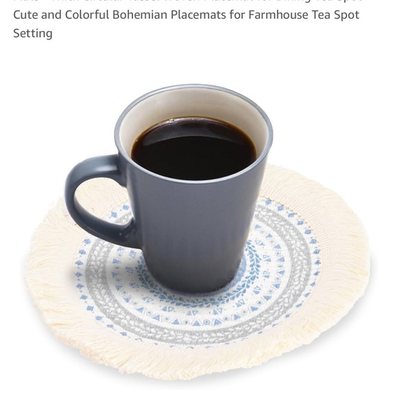 - Round boho placemats 9x9 washable cotton tea spot Mats ( 4 ) - Picture 12 of 16